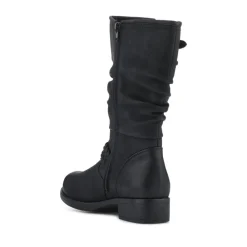 Buckle-Detailed Calf Length Boots - Black