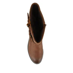 Buckle-Detailed Calf Length Boots - Tan