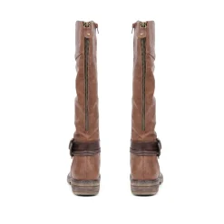 Buckle-Detailed Knee-High Boots - Brown