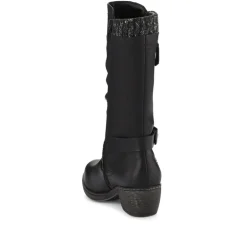 Buckle-Detailed Slouch Long Boots - Black