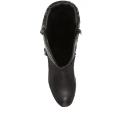 Buckle-Detailed Slouch Long Boots - Black