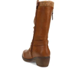 Buckle-Detailed Slouch Long Boots - Light Brown