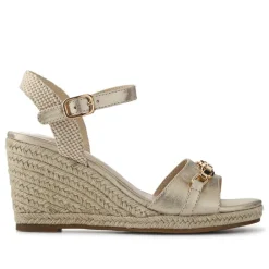 Buckled Wedge-Heel Espadrilles - Gold