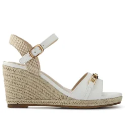 Buckled Wedge-Heel Espadrilles - White