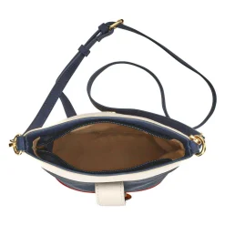 Buckle-Fasten Cross-Body Bag - White-Navy-Red