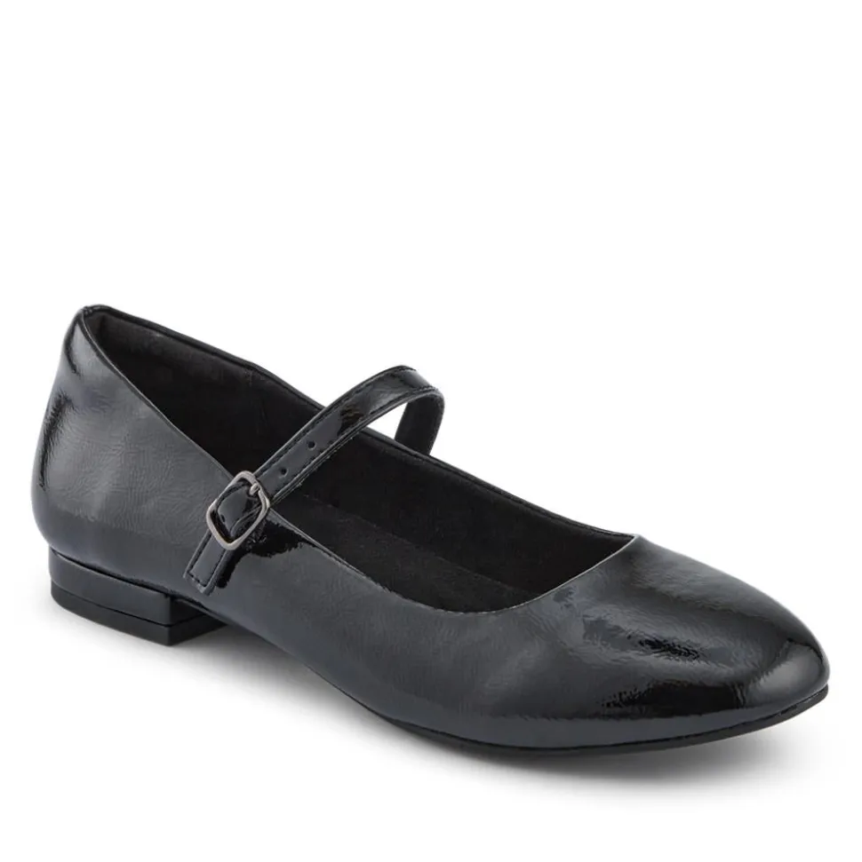 Buckle Fastening Mary Jane Ballet Pumps - Black Patent
