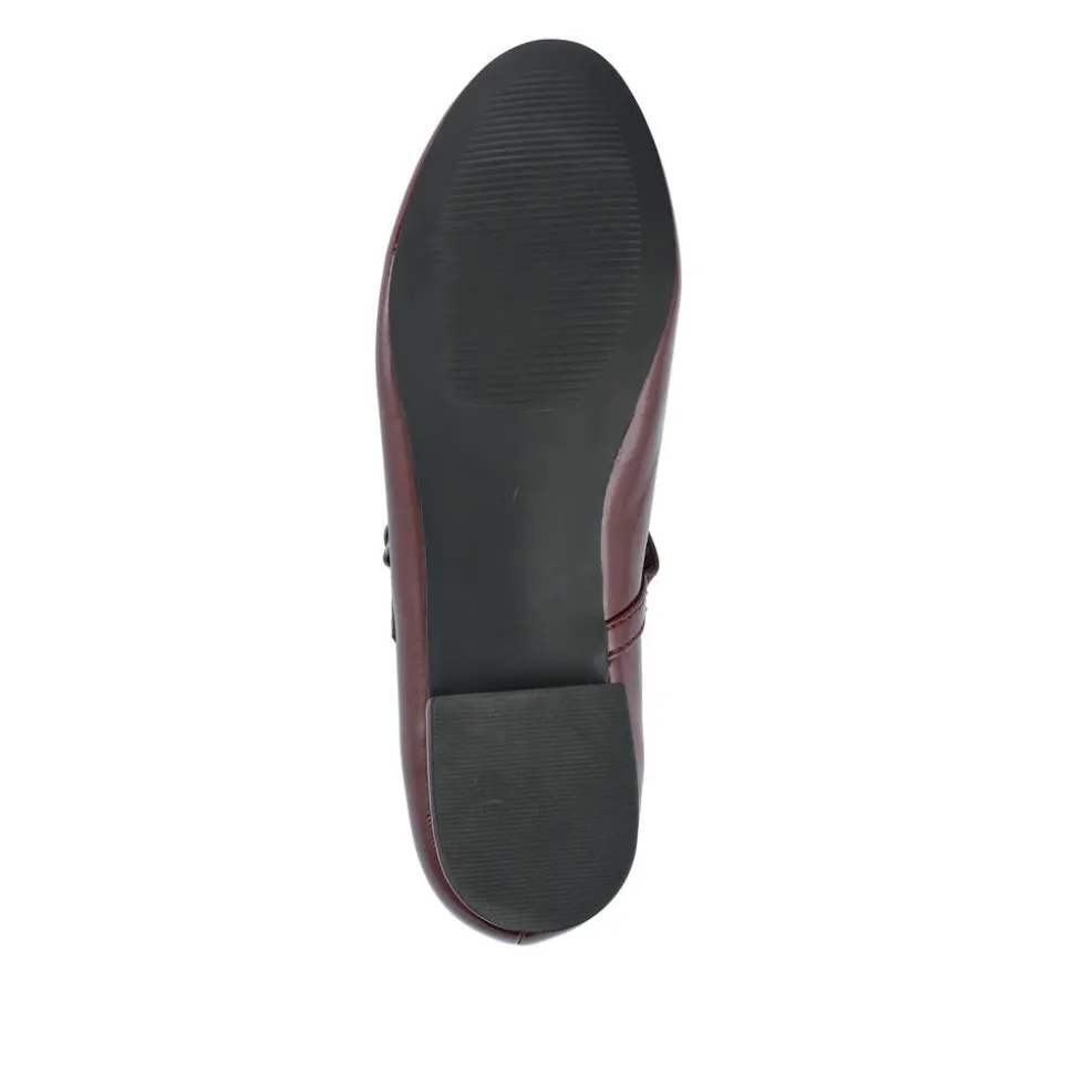 Buckle Fastening Mary Jane Ballet Pumps - Burgundy Patent