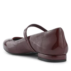 Buckle Fastening Mary Jane Ballet Pumps - Burgundy Patent