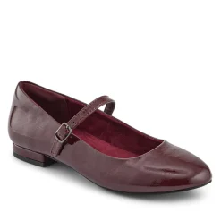 Buckle Fastening Mary Jane Ballet Pumps - Burgundy Patent