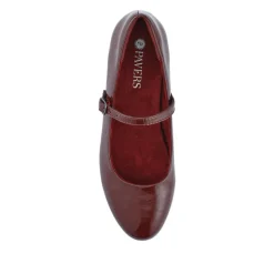 Buckle Fastening Mary Jane Ballet Pumps - Burgundy Patent