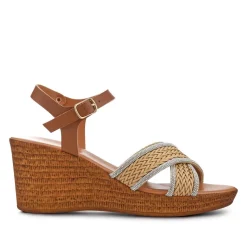 Buckle-Fastening Wedge Espadrilles - Beige