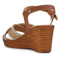 Buckle-Fastening Wedge Espadrilles - Beige