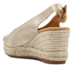 Buckle Fastening Wedge Espadrilles - Gold