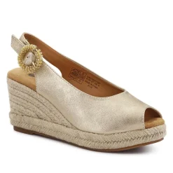 Buckle Fastening Wedge Espadrilles - Gold