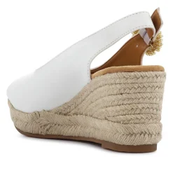 Buckle Fastening Wedge Espadrilles - White