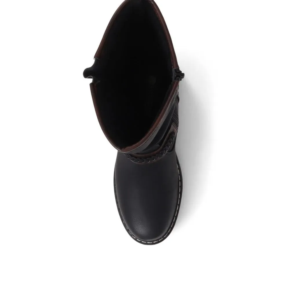 Buckle Mid Calf Boots - Black