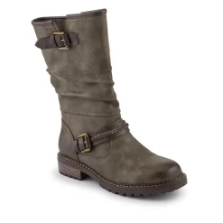 Buckle Mid Calf Boots - Taupe