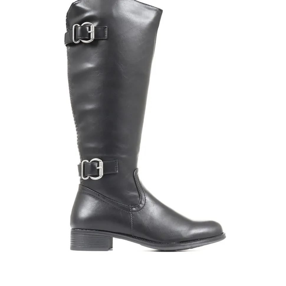 Buckle Rider Boots - Black