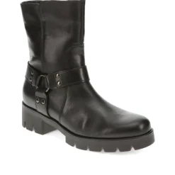 Buford Chunky Leather Ankle Boots - Black