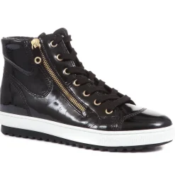 Bulner High Top Leather Trainers - Black Patent
