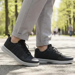 Bungee-Laced Memory Foam Shoes - Black