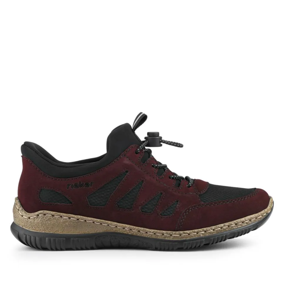Bungee Lace Slip On Trainers - Burgundy