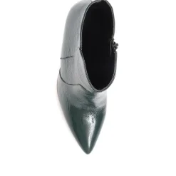 Cadence Heeled Leather Ankle Boots - Green