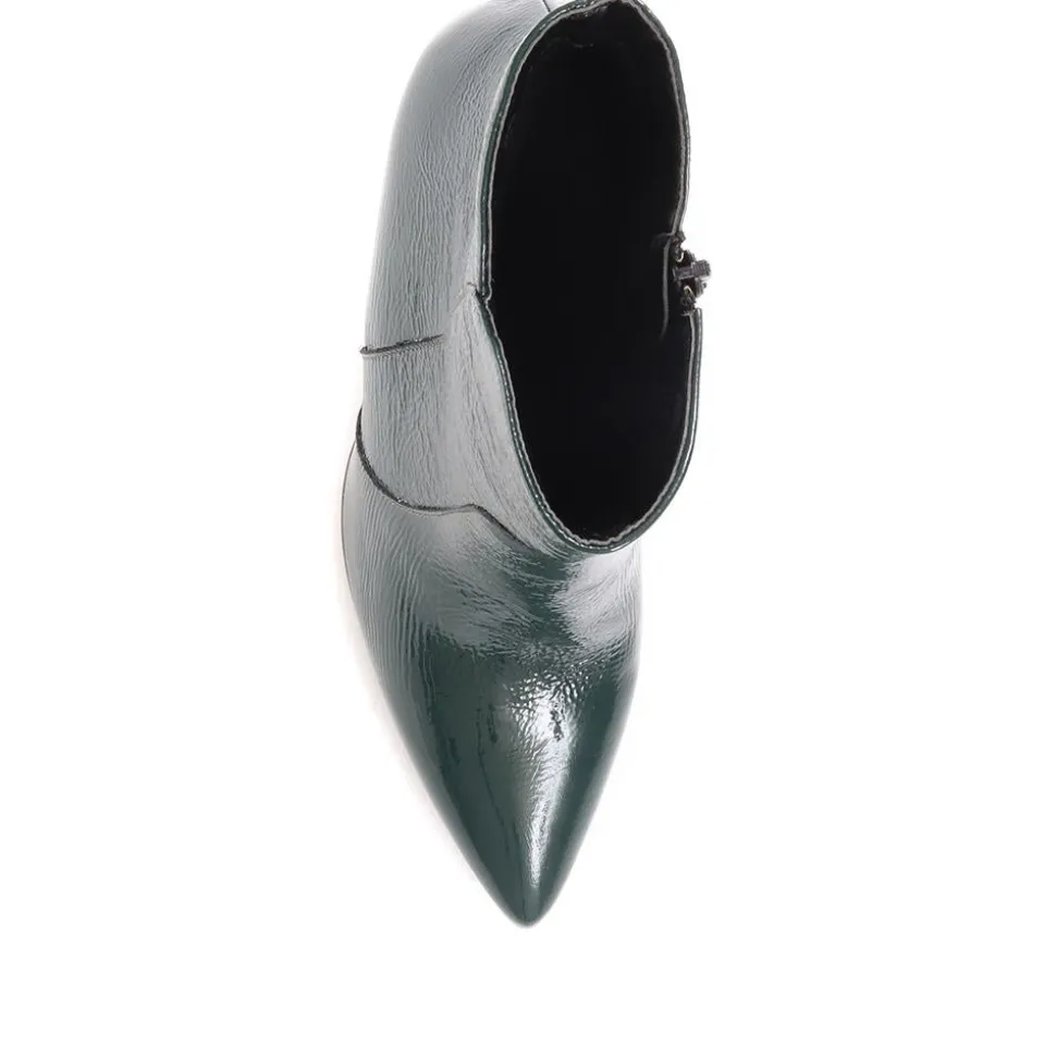 Cadence Heeled Leather Ankle Boots - Green