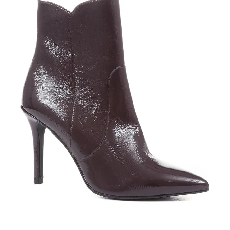 Cadence Heeled Leather Ankle Boots - Purple
