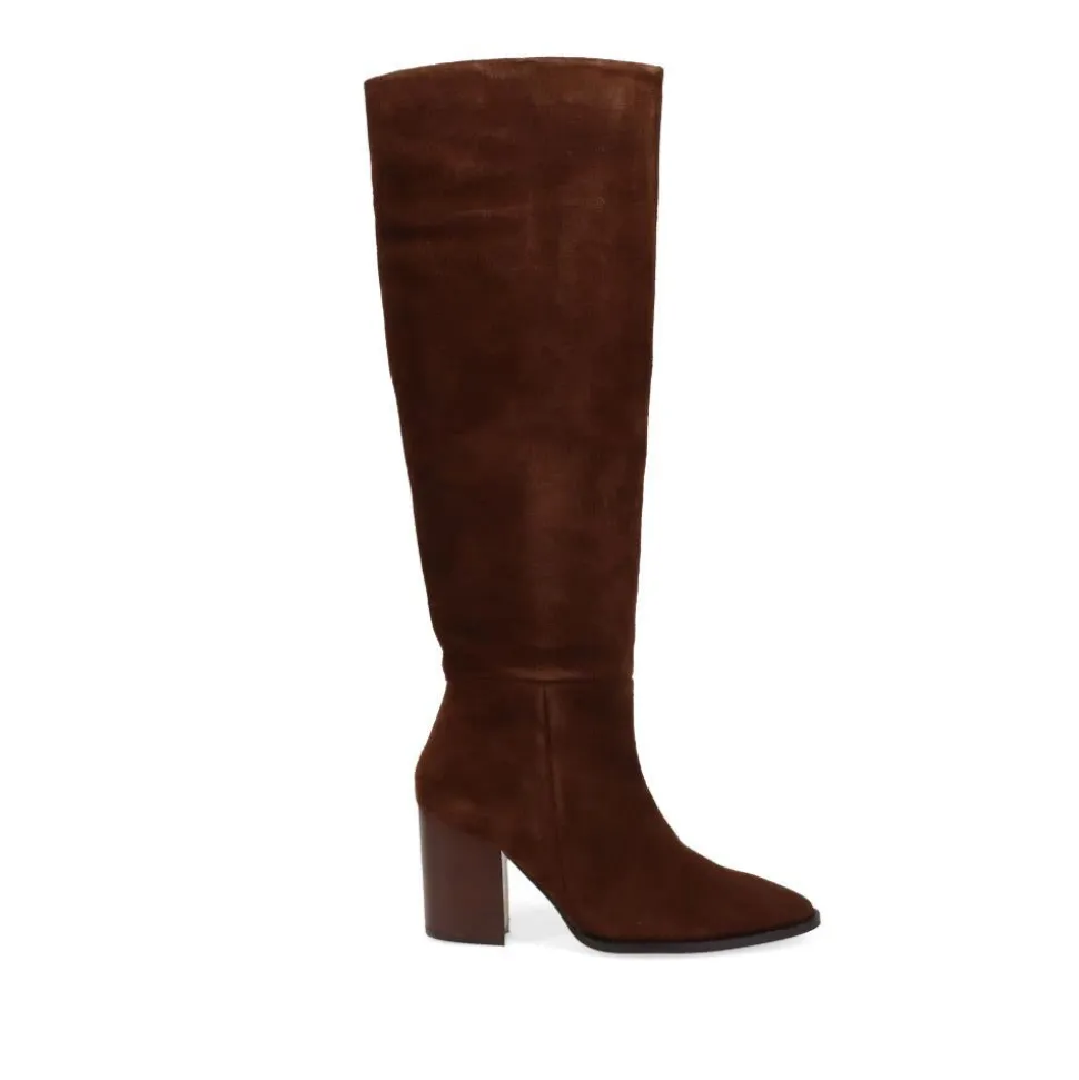 Caliana Suede Long Boots - Dark Brown