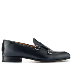 Callington Smart Leather Buckle Shoes - Navy