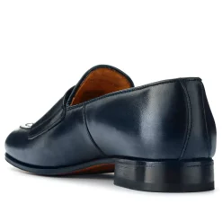 Callington Smart Leather Buckle Shoes - Navy