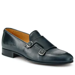 Callington Smart Leather Buckle Shoes - Navy