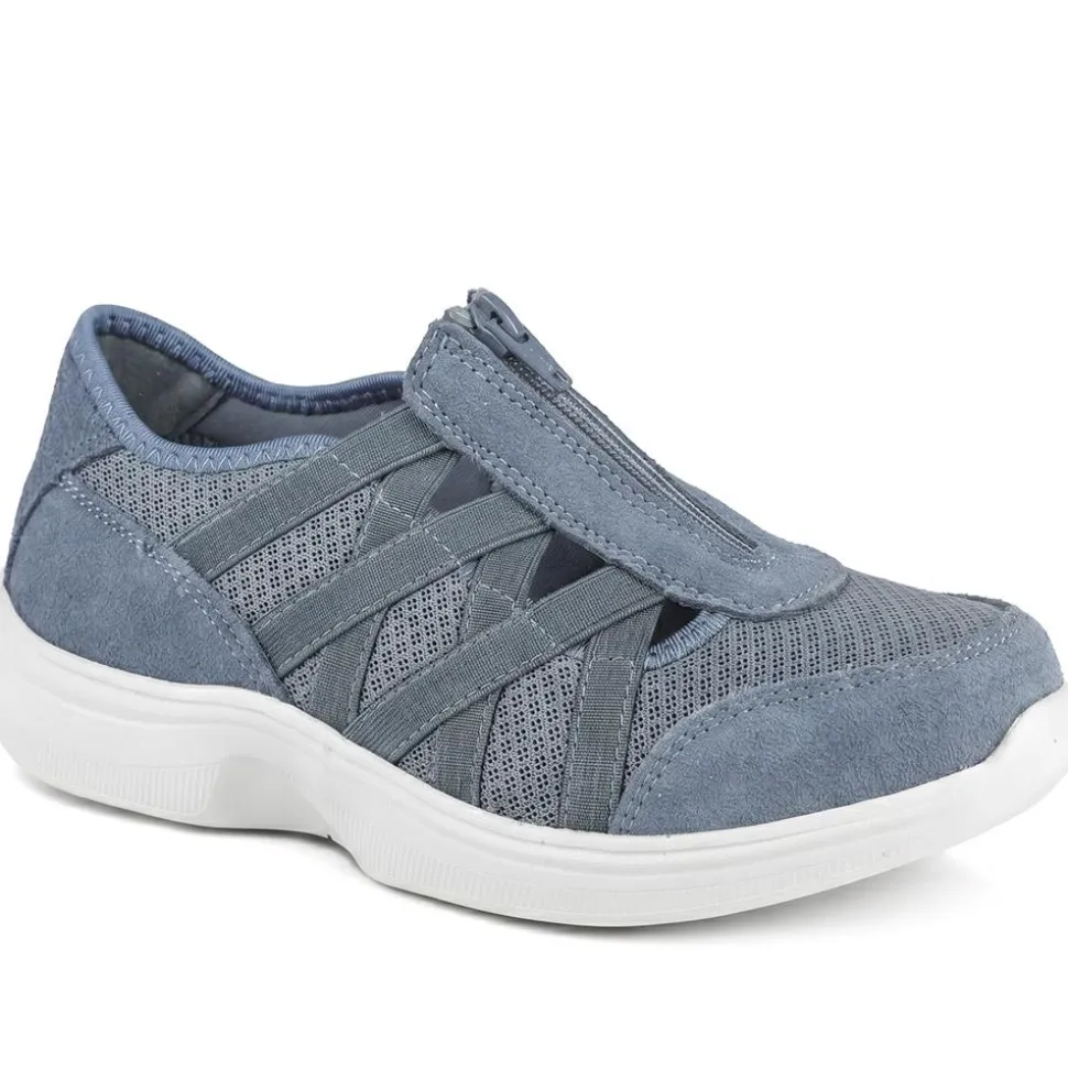 Callista EasyFit Extra Wide Zipped Upper Trainers - Denim