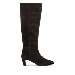 Candra Leather Stiletto Heel Long Boots - Chocolate Suede