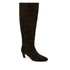 Candra Leather Stiletto Heel Long Boots - Chocolate Suede