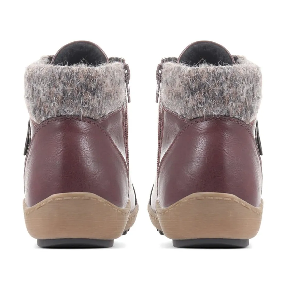 Casual Ankle Boots - Burgundy