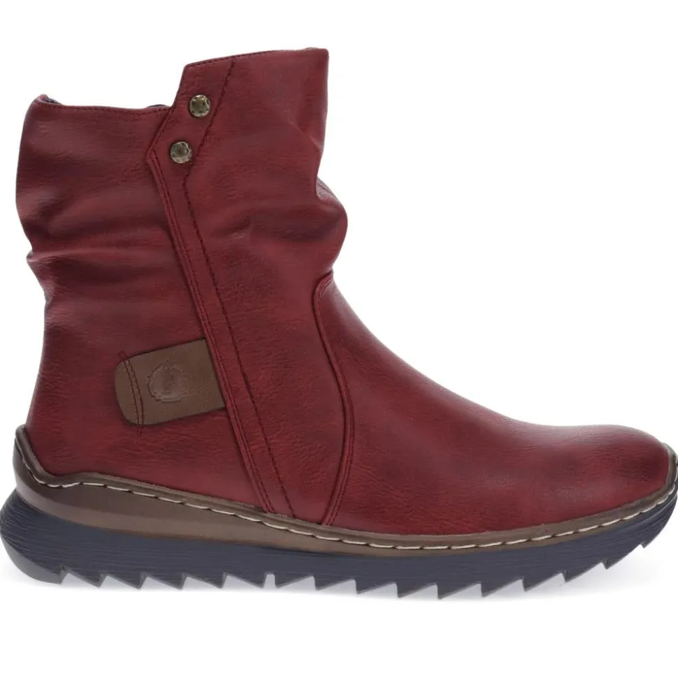 Casual Ankle Boots - Burgundy