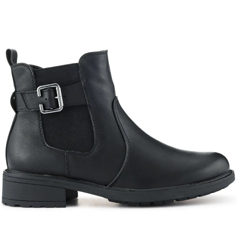 Casual Block-Heeled Chelsea Boots - Black