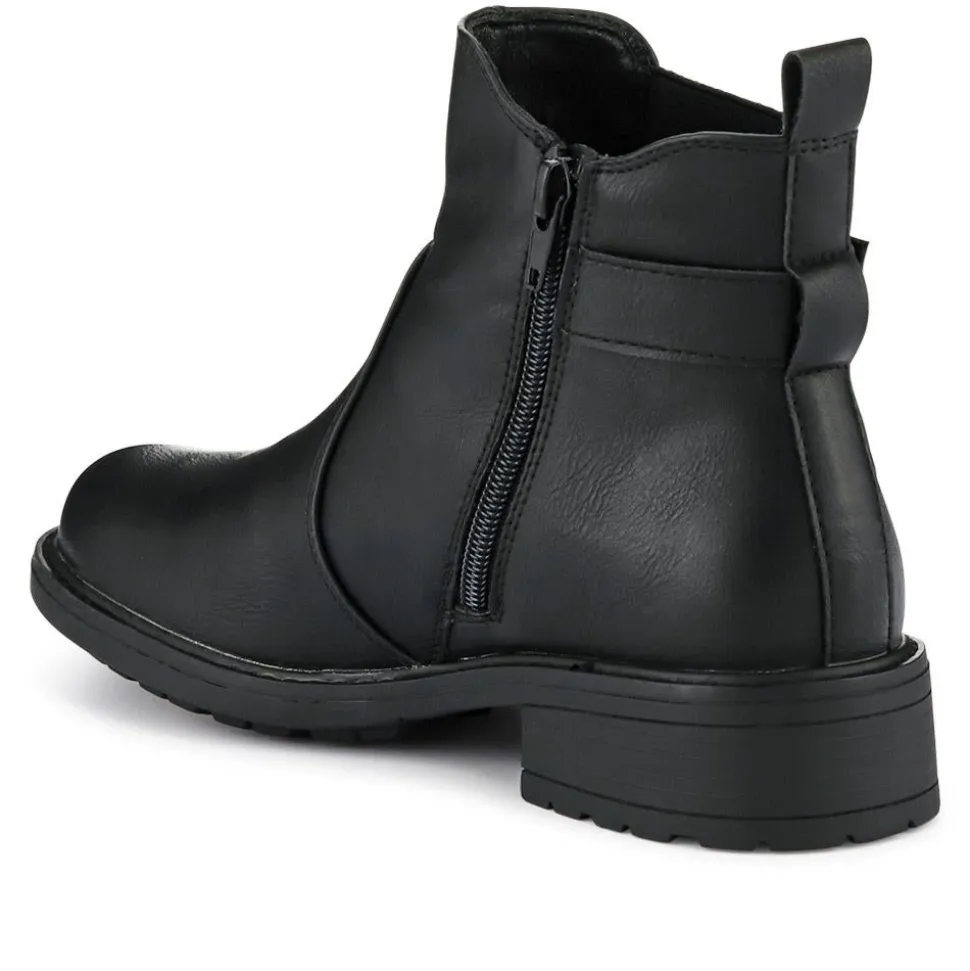 Casual Block-Heeled Chelsea Boots - Black