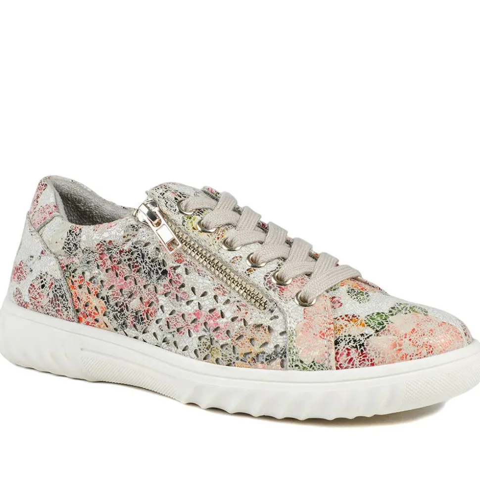 Casual Breathable Zip Trainers - Floral