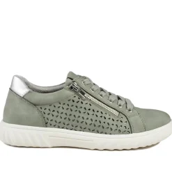 Casual Breathable Zip Trainers - Sage