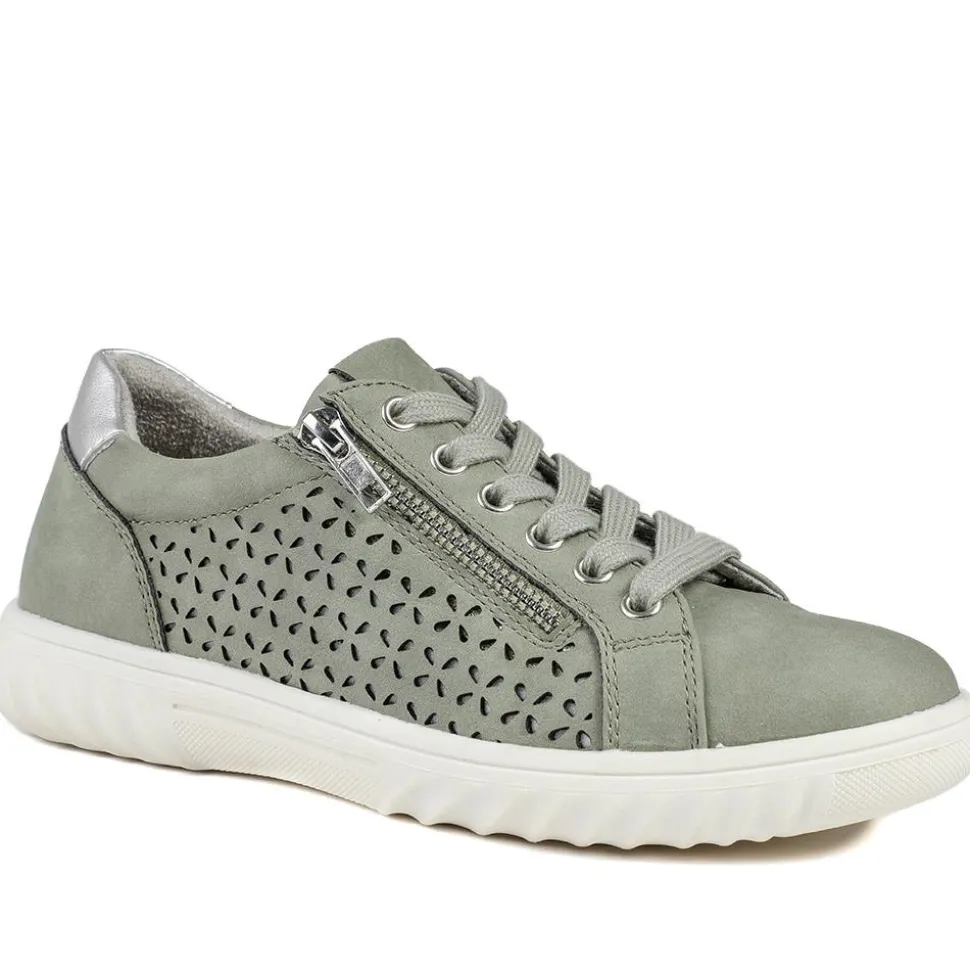 Casual Breathable Zip Trainers - Sage