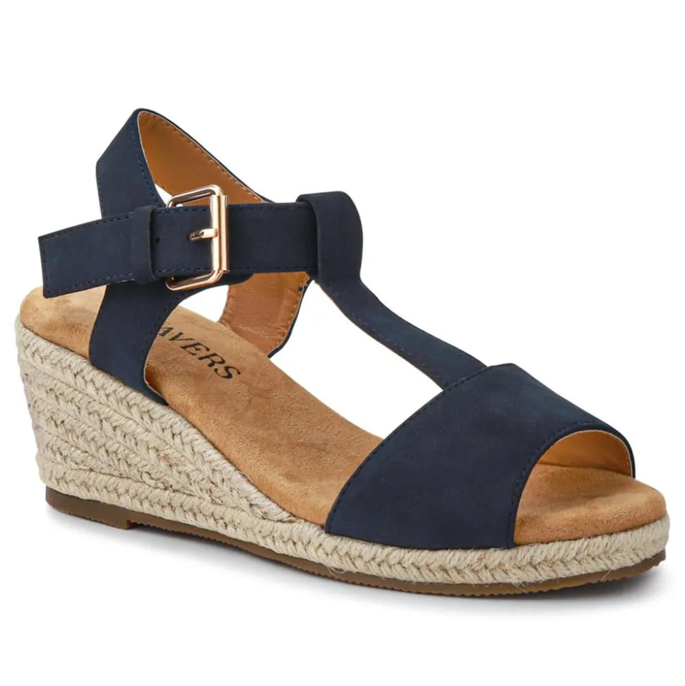 Casual Buckled Espadrilles - Navy