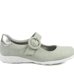 Casual Buckle Fasten Mary Janes - Sage