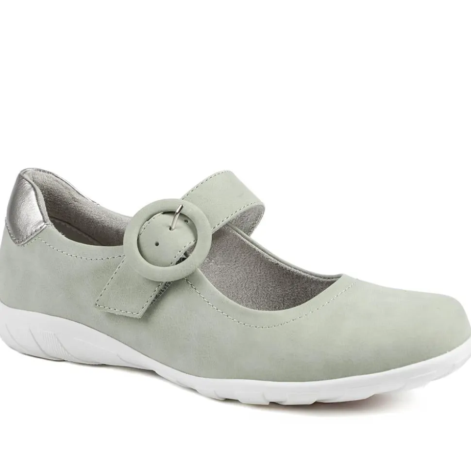 Casual Buckle Fasten Mary Janes - Sage