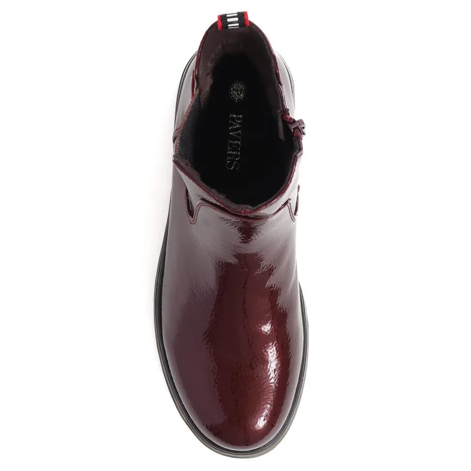 Casual Chelsea Boots - Burgundy Patent