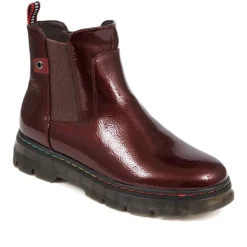 Casual Chelsea Boots - Burgundy Patent