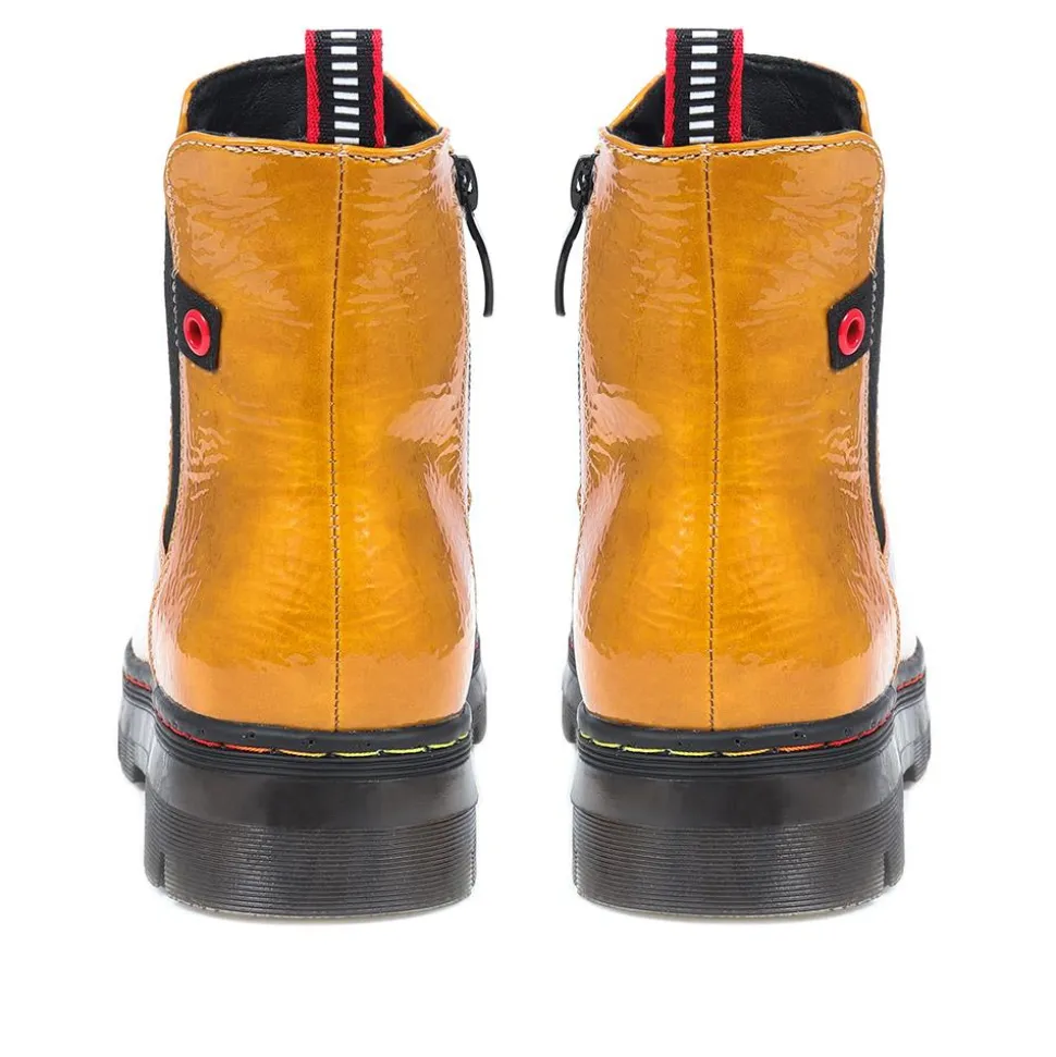 Casual Chelsea Boots - Mustard Patent