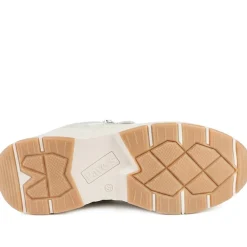 Casual Cushioned Zip & Lace Trainers - Beige